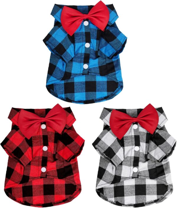 3 Pack Plaid Puppy Cat Shirt Cute Dog Shirt Cat Shirt Dog Plaid Shirt Dog Shirts for Medium Dogs Cats Birthday Party and Holiday Photo