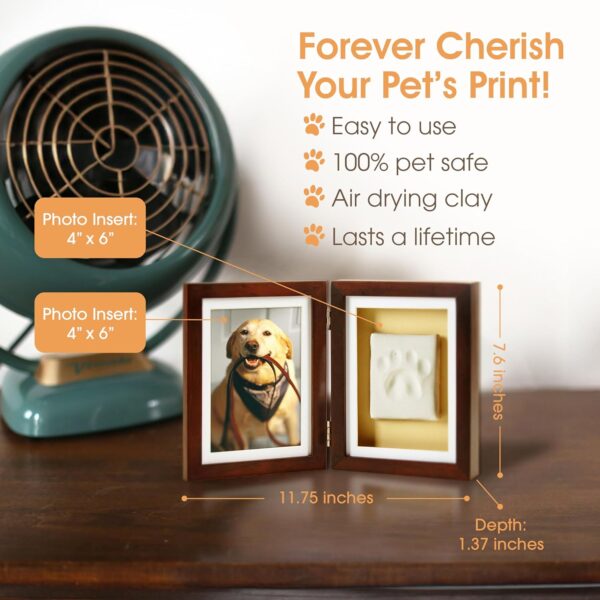 Pearhead Pet Paw Print Photo Frame With Clay Imprint Kit - Pawprint Making Kit and Photo Display for Cats and Dogs, No-Mess Pawprint Memorial, Perfect Home Decor and Gift for Pet Lovers, Espresso - Image 3