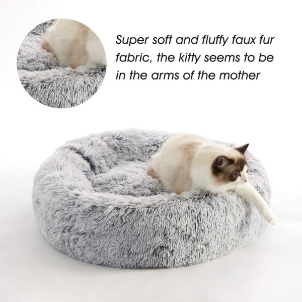 WESTERN HOME WH Calming Dog & Cat Bed, Anti-Anxiety Donut Cuddler Warming Cozy Soft Round Bed, Fluffy Faux Fur Plush Cushion Bed for Small Medium Dogs and Cats (20"/24"/27"/30") - Image 3