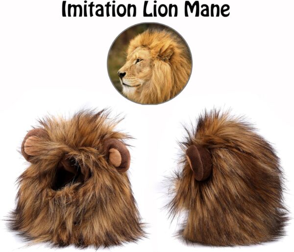 Onmygogo Lion Mane Wig for Cats, Funny Pet Cat Costumes for Halloween Christmas, Furry Pet Clothing Accessories (Size M, Melange Brown) - Image 2