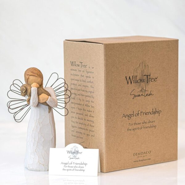 Willow Tree Angel of Friendship Figurine, Cream & Brown, 5in - Image 5