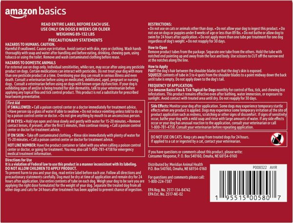 Amazon Basics Flea and Tick Topical Treatment for X-Large Dogs (89-132 pounds), 3 Count (Previously Solimo) - Image 2