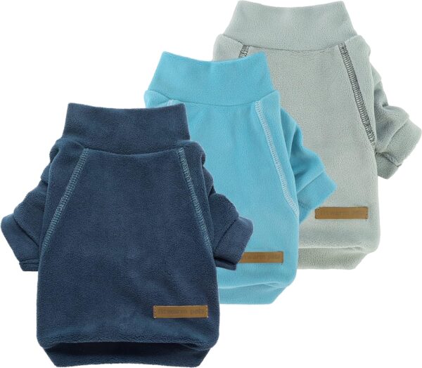 Fitwarm 3 Pack Classic Fleece Dog Sweater, Turtleneck Dog Sweatshirt, Dog Winter Clothes for Small Dogs Boy Girl, Pet Pullover Jumper, Cat Apparel, Blue, Grey, Navy, Medium