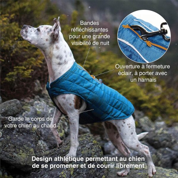 Kurgo Loft Dog Jacket, Reversible Dog Coat, Wear with Harness or Sweater, Water Resistant, Reflective, Winter Coat For Medium Dogs (Ink Blue, M) - Image 3