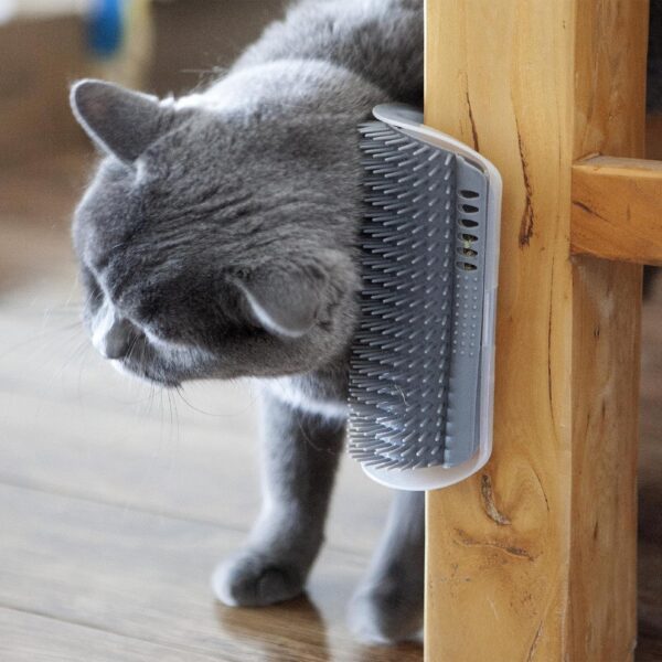 Extended (6.1") 2 Pack cat self groomer for Indoor cats cat face scratchers wall corner self grooming cat brush Cat Corner Scratcher Massage Combs for Long Short Fur Kitten (grey) - Image 2