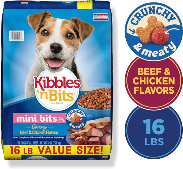 Kibbles 'N Bits Small Breed Mini Bits Savory Beef & Chicken Flavors Dog Food, 16-Pound(Pack of 1) - Image 2