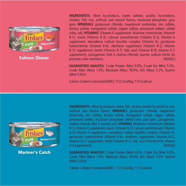 Purina Friskies Wet Cat Food Pate Variety Pack Seafood and Chicken Pate Favorites - (Pack of 40) 5.5 oz. Cans - Image 6