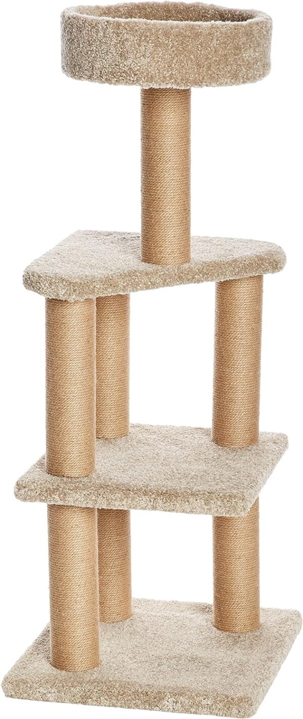 Amazon Basics - Cat Tree Indoor Climbing Activity Tower with Scratching Posts, multi-level, Large, 17.7" x 45.9", Beige