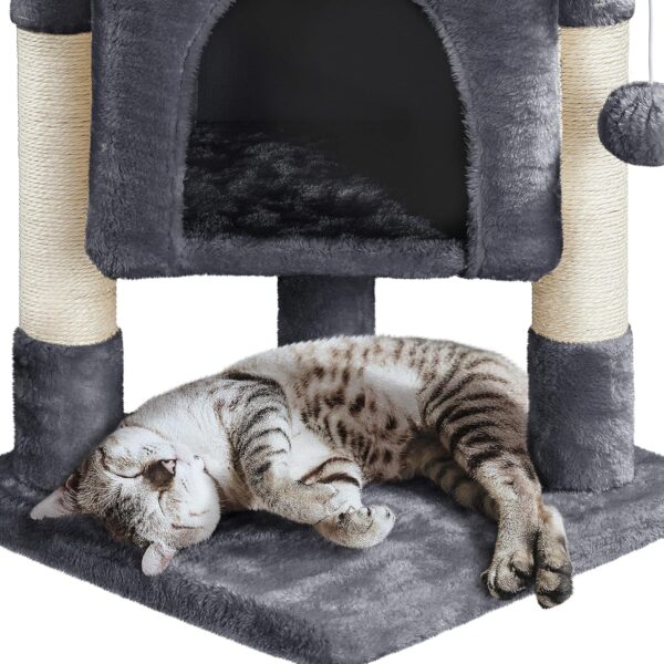 Yaheetech 23.5in Cat Tree Tower, Cat Condo with Sisal-Covered Scratching Posts, Cat House Activity Center Furniture for Kittens, Cats and Pets - Dark Gray - Image 8