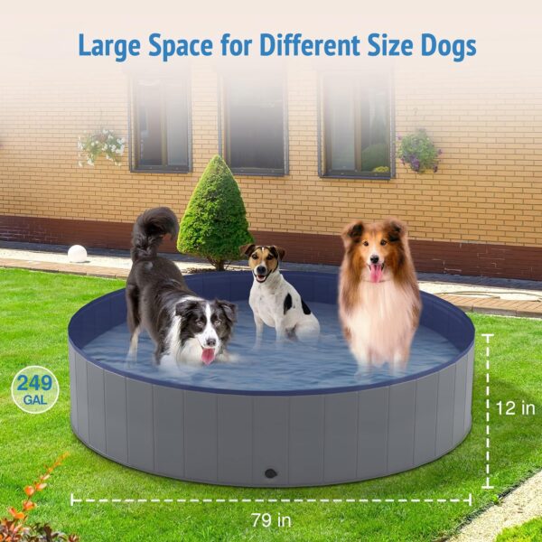 Niubya Foldable Dog Pool, Collapsible Hard Plastic Dog Swimming Pool, Portable Bath Tub for Pets Dogs and Cats, Pet Wading Pool for Indoor and Outdoor, 80 x 12 Inches - Image 2