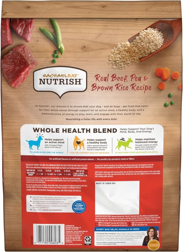 Rachael Ray Nutrish Premium Natural Dry Dog Food with Added Vitamins, Minerals & Taurine, Real Beef, Pea, & Brown Rice Recipe, 6 Pounds (Packaging May Vary) - Image 3