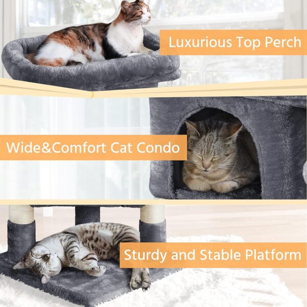 Yaheetech 23.5in Cat Tree Tower, Cat Condo with Sisal-Covered Scratching Posts, Cat House Activity Center Furniture for Kittens, Cats and Pets - Dark Gray - Image 5