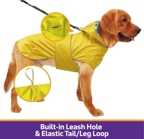 Dog Raincoat Reversible, Single Side Slicker Poncho Adjustable waterproof Dog Rain Jacket with Leash Hole/Reflective Stripe Hooded Snowproof Windproof Clothes for Small to 3X-Large Dogs, L - Image 3