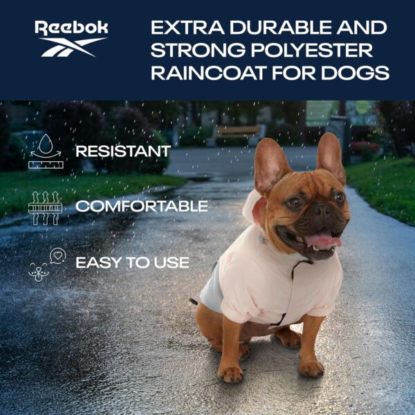 Reebok Dog Raincoat - Dog Coat with Hoodie, Waterproof Dog Rain Jacket for X-Small to Large Dogs, Adjustable Drawstring, Comes with Leash Hole, Premium Skin Friendly Lightweight Dog Rain Coat - Image 4