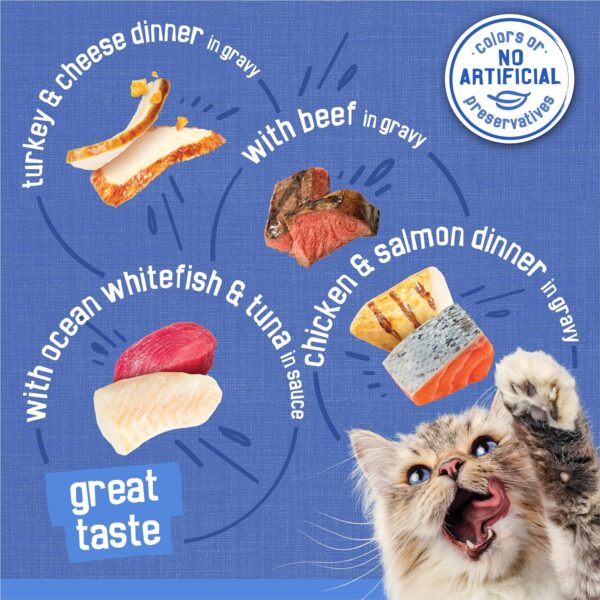 Purina Friskies Wet Cat Food Variety Pack, Shreds Beef, Turkey, Whitefish, and Chicken & Salmon - (Pack of 40) 5.5 oz. Cans - Image 3