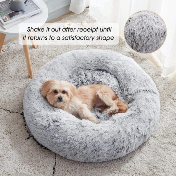 WESTERN HOME WH Calming Dog & Cat Bed, Anti-Anxiety Donut Cuddler Warming Cozy Soft Round Bed, Fluffy Faux Fur Plush Cushion Bed for Small Medium Dogs and Cats (20"/24"/27"/30") - Image 2