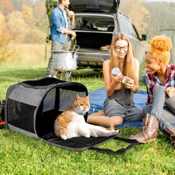 YITAHOME Cat Carrier Airline Approved, Soft-Sided Pet Carrier for Cats and Dogs Up to 16lbs, 5 Sides Breathable Collapsible Cat Travel Carrier with Bottom Protection and Washable Liner,17x11x11 Gray - Image 7