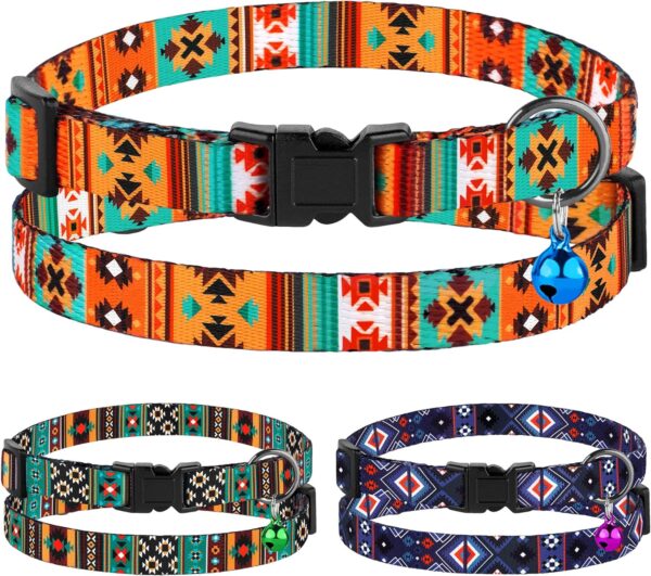 Cat Collar Breakaway 2PCS Adjustable Pattern Tribal Aztec Southwest Safety Pet Collars for Cats Kitten (Tribal + Southwest) - Image 7