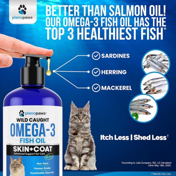 Omega 3 Fish Oil for Cats - Better Than Salmon Oil for Cats - Kitten + Cat Vitamins and Supplements - Cat Health Supplies - Cat Dandruff Treatment - Liquid Fish Oil for Pets - Cat Shedding Products - Image 4