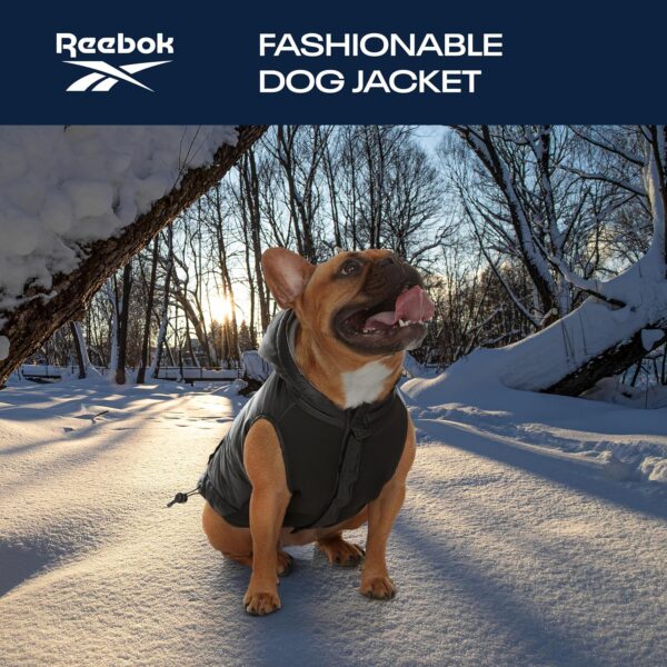 Reebok Dog Puffer Jacket - Waterproof Dog Vest with Hoodie, Dog Winter Clothes for Small, Medium, and Large Dogs, Premium Windproof Dog Snow Jacket Perfect for Cold Weather, - Image 3