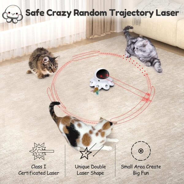 ORSDA Cat Laser Toy, 2-in-1 Interactive Cat Toys for Indoor Cats, Automatic Laser Pointer Cat Toy, 8 Holes Mice Whack A Mole Moving Feather, USB Rechargeable Electronic Kitten Toys for All Breeds - Image 3