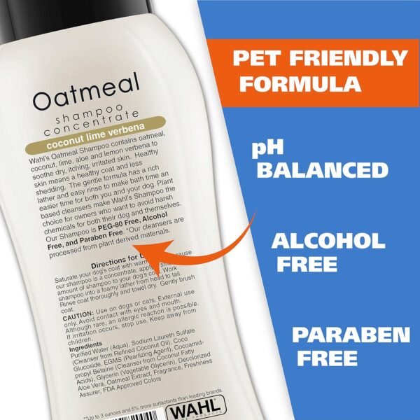 Wahl USA Dry Skin & Itch Relief Pet Shampoo for Dogs – Oatmeal Formula with Coconut Lime Verbena & Pet Friendly Formula, 24 Oz - Model 820004A - Image 5