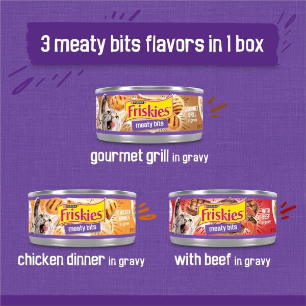 Purina Friskies Gravy Wet Cat Food Variety Pack, Meaty Bits - (Pack of 24) 5.5 oz. Cans - Image 3