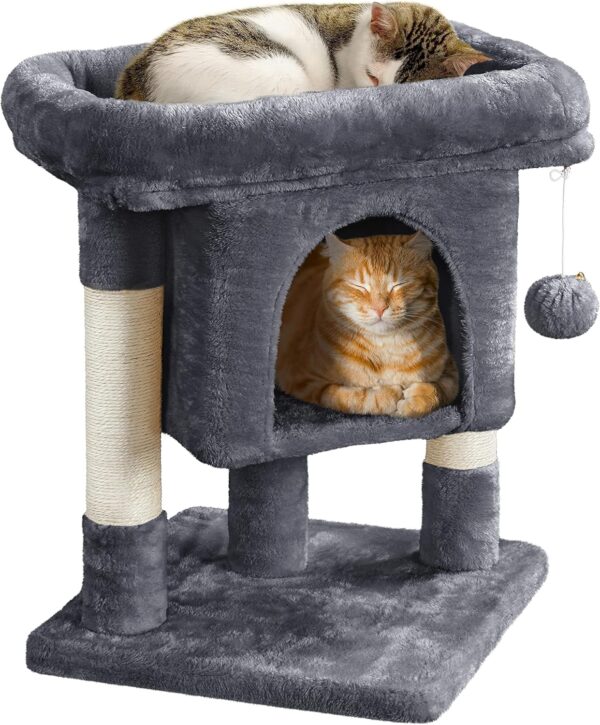 Yaheetech 23.5in Cat Tree Tower, Cat Condo with Sisal-Covered Scratching Posts, Cat House Activity Center Furniture for Kittens, Cats and Pets - Dark Gray