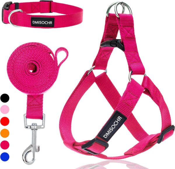 No Pull Dog Harness - Step in Dog Harness and Leash for Small Medium Large Dog - Escape Proof Adjustable Soft Dog Harness Leash Collar Set for Walking Training Hiking Outdoor