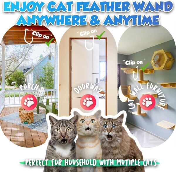 Retractable Cat Feather Toys, 7PCS Refills with Bell, Interactive Doorway Hanging Teaser Toys for Indoor Cats. Kitten Play Exercise Feather Teaser Toys. - Image 5