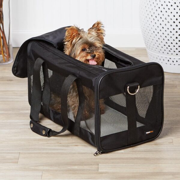 Amazon Basics Soft-Sided Mesh Pet Travel Carrier for Cat, Dog, Large, Black, 19.7 x 10.2 x 11.2 inches (LxWxH) - Image 5