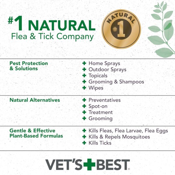 Vet's Best Flea and Tick Home Spray for Cats - Flea Treatment for Cats and Home - Plant-Based Formula - Certified Natural Oils - 32 oz - Image 7