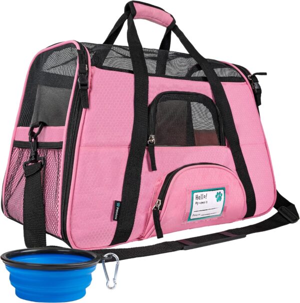 PetAmi Airline Approved Pet Carrier for Cat, Soft Sided Dog Carrier for Small Dogs, Cat Travel Supplies Accessories for Indoor Cats, Ventilated Pet Carrying Bag Medium Large Kitten Puppy, Small Pink