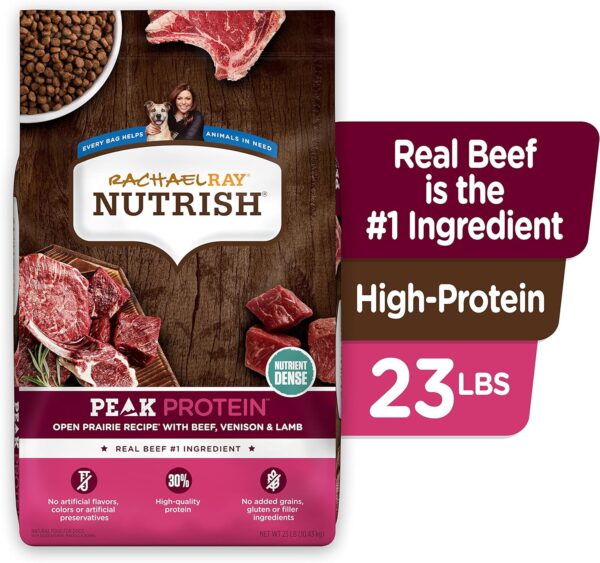 Rachael Ray Nutrish PEAK Natural Dry Dog Food with Added Vitamins, Minerals & Taurine, Open Prairie Recipe with Beef, Venison & Lamb, 23 Pounds, Grain Free (Packaging May Vary) - Image 2