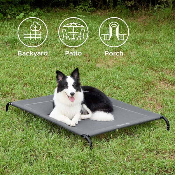 Bedsure Elevated Raised Cooling Cots Bed for Large Dogs, Portable Indoor & Outdoor Pet Hammock with Skid-Resistant Feet, Frame with Breathable Mesh, Grey, 49 inches - Image 3