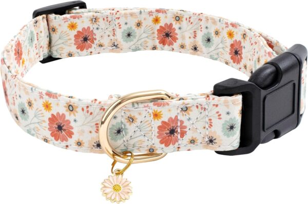 Faygarsle Cotton Designer Dogs Collar Cute Flower Dog Collars for Girl Female Small Medium Large Dogs with Flower Charms XS