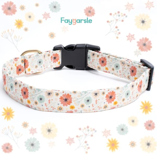 Faygarsle Cotton Designer Dogs Collar Cute Flower Dog Collars for Girl Female Small Medium Large Dogs with Flower Charms XS - Image 2