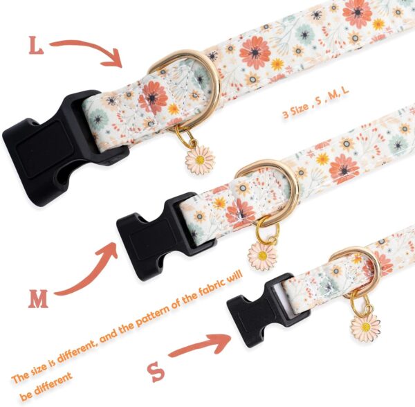 Faygarsle Cotton Designer Dogs Collar Cute Flower Dog Collars for Girl Female Small Medium Large Dogs with Flower Charms XS - Image 4