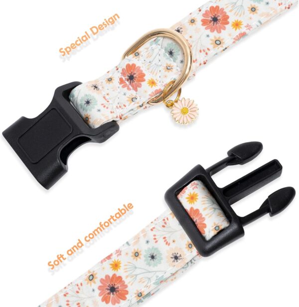 Faygarsle Cotton Designer Dogs Collar Cute Flower Dog Collars for Girl Female Small Medium Large Dogs with Flower Charms XS - Image 5