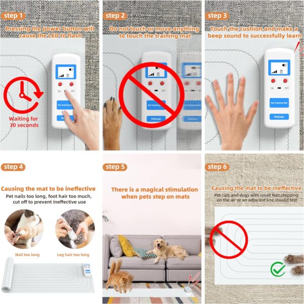 Scat Mat Electronic Indoor Pet Training Mat for Dogs & Cats,LED Screen Keep Pets Away from Sofa, Counter, 3 Training Modes Shockproof Mat Deterrent Mat (12“x60) - Image 3