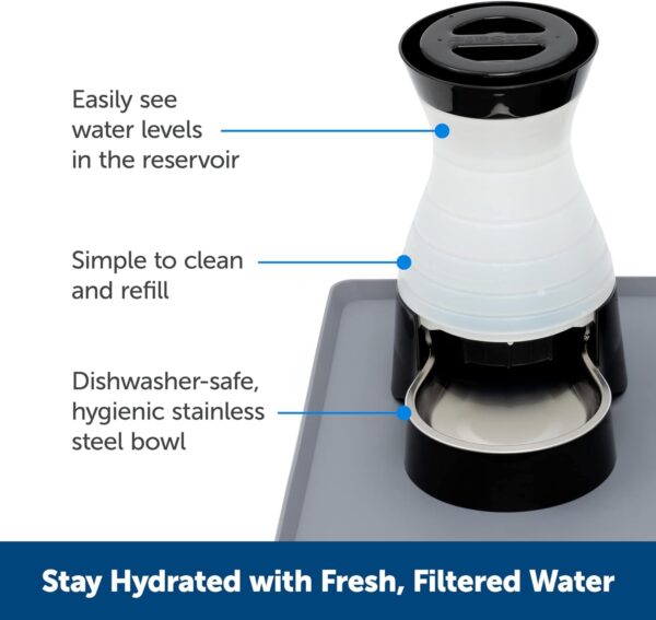 PetSafe Healthy Pet Water Station - Small, 64 oz Capacity, Gravity Cat & Dog Waterer, Removable Stainless Steel Bowl Resists Corrosion & Stains, Easy to Fill, Filter Compatible - Image 2