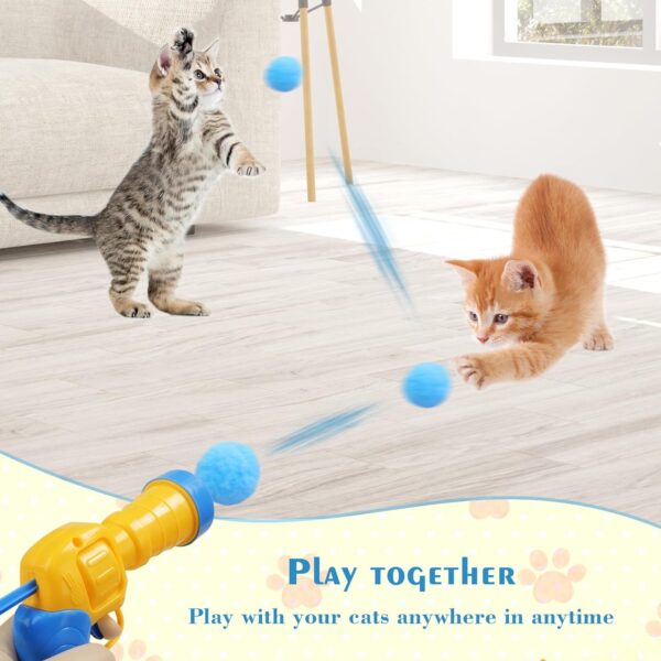 Cat Toys Interactive for Indoor Cats with Interactive Launchers Kitty Toys Cat Toys for Indoor Cats Self Play Cat Ball Toy Pom Pom Balls Puff Balls 100 Balls Cat Enrichment Toys - Image 6