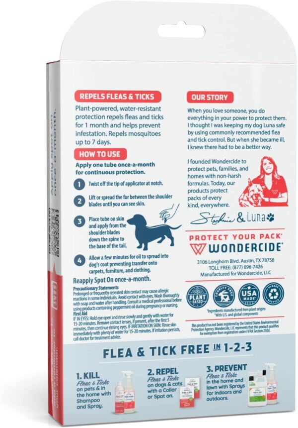 Wondercide - Flea & Tick Dog Spot On - Flea, Tick, and Mosquito Repellent, Prevention for Dogs with Natural Essential Oils - Up to 3 Months Protection - Medium 3 Tubes of 0.10 oz - Image 7