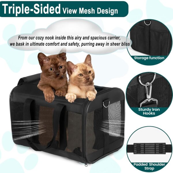 Cat Dog Pet Carrier for Medium to Large Cats (20+ lbs) and Small Dogs -Top Loading, Portable & Collapsible Cat Travel Bag Dual Kitten Sturdy Crate for Long Journeys - Holds Up to 25lbs - Image 4