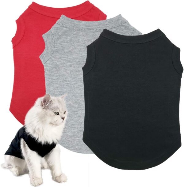 Dog Shirts Pet Clothes Blank Clothing, 3pcs Puppy Vest T-Shirt Sleeveless Costumes, Doggy Soft and Breathable Apparel Outfits for Small Extra Small Medium Dogs and Cats