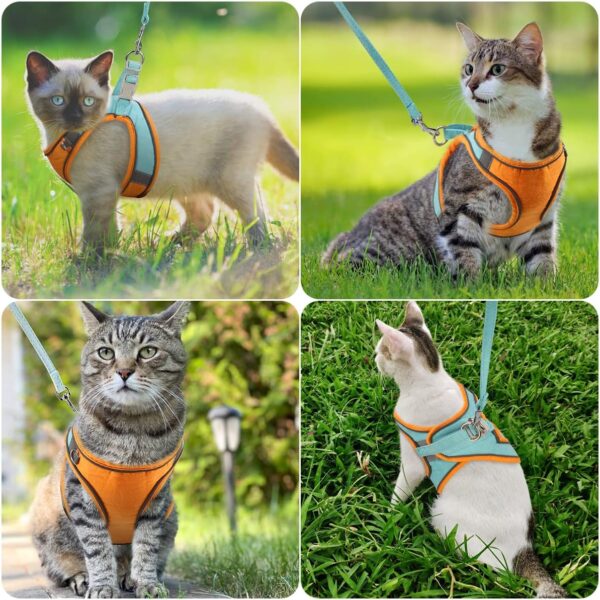 ORIA Dog Harness, No-Pull Pet Harness, Dog Harness and Leash Set, Breathable and Adjustable Pet Vest with Reflective Strips, for Small Kitten, Puppy, Orange and Blue, XXS - Image 7