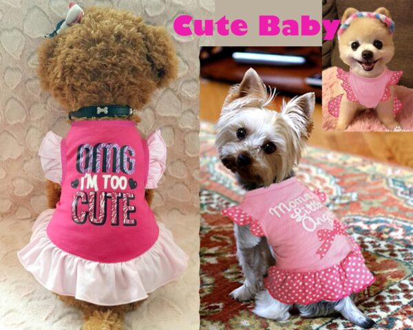 XPUDAC 4 Pieces Dog Dress Shirt Puppy Dog Clothes for Small Dogs Girl Cute Doggie Dress Dog Summer Clothes Dog Apparel for Dogs Cats (Pink Angel, Medium(8-11 lbs)) - Image 4