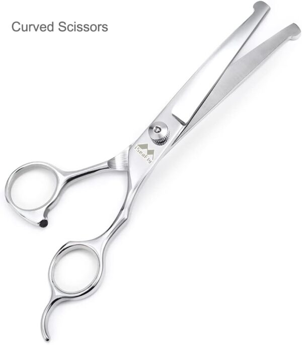 Dog Grooming Scissors Kit with Round Tip, Set of 5 Cat Dog Scissors, Stainless Steel Pet Grooming Shears, Straight, Curved, Thinning Shears, Comb for Full Body, Face, Nose, Ear & Paw - Image 4