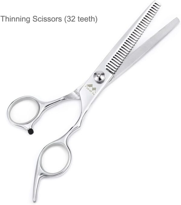 Dog Grooming Scissors Kit with Round Tip, Set of 5 Cat Dog Scissors, Stainless Steel Pet Grooming Shears, Straight, Curved, Thinning Shears, Comb for Full Body, Face, Nose, Ear & Paw - Image 3