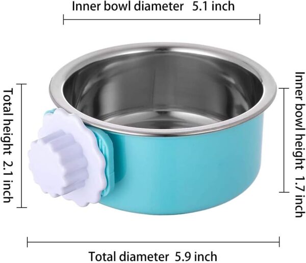 Stainless Steel Removable Pet Food Bowl, Anti-overturn Water Feeder Container, Suitable for Small Dog/Cat/Rabbit, 2 Set of Crate Bowls, Easy to Install and Clean - Image 2